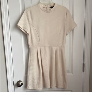 Beige Textured Mini Dress